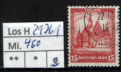 Los H21761: Deutsches Reich Mi. 460, gest.