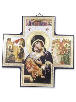 Ikone Madonna auf Holzplatte 15 x 15cm 04/48