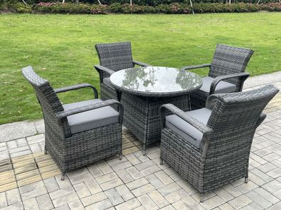 Fimous 4-Sitzer Rattan Gartenmöbel Set Polyrattan Esstisch und Stéhle Sets