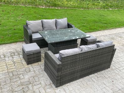 Fimous Outdoor Rattan Gartenmöbel Sitzgruppe Lounge Sofa 6 Sitzer