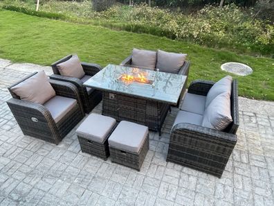 Fimous Outdoor Rattan Gartenmöbel Set Sitzgruppe Lounge Sofa Set 8 Sitzer