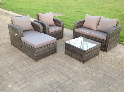 Fimous Polyrattan Garten Sofa Outdoor Gartenmöbel Set fér 5 Personen