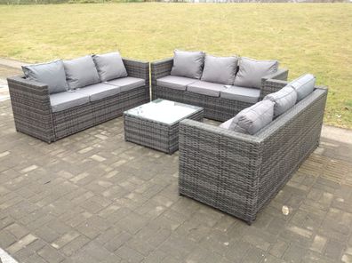 Fimous Rattan Gartenmöbel Lounge Sofa Set im Freien mit quadratischem Couchtisch