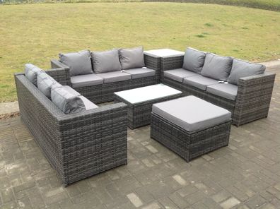 Fimous Rattan Garten Möbel Lounge Sofa Set im Freien mit länglichem Couchtisch