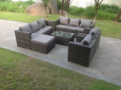 Fimous Outdoor Rattn Gartenmöbel Sofa Set Rechteckiger Couchtisch Lounge Sofa