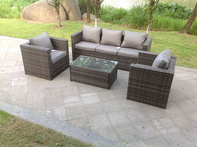 Fimous Lounge Rattan Sofa Set Gartenmöbel im Freien mit 2 Stéhlen