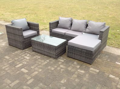 Fimous Lounge Rattan Sofa Set Gartenmöbel im Freien mit Einzelarmstuhl