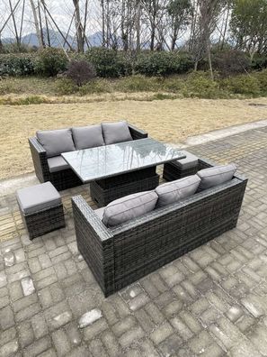 Fimous 8-Sitzer Rattan Lounge Sofa Set Gartenmöbel