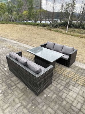 Fimous 6-Sitzer Rattan Lounge Sofa Set Gartenmöbel