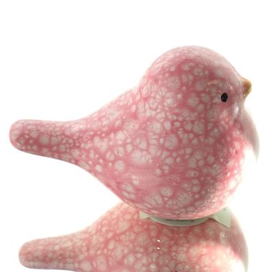 Kaemingk Deko-Vogel Pink & Weiß lasiert geradeaus schauend 7 cm - Terracotta