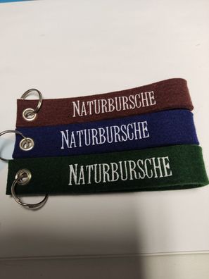 Filz-Schlüsselanhänger mit Stick Naturbursche Gr. ca. 17x3cm 14076 braun, blau, grün