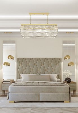 Graues Schlafzimmer Doppelbett Designer Nachttische Luxus 3tlg Garnitur