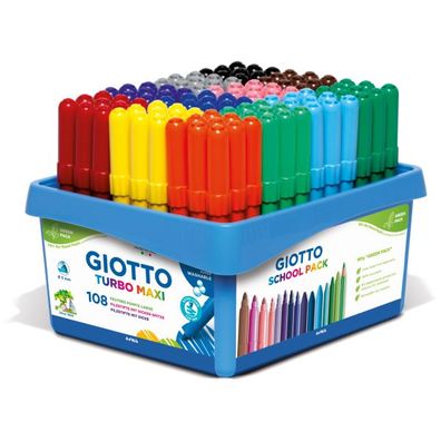 Jubiläumsangebot: Giotto Turbo Maxi Fasermaler 108 Stifte in 12 Farben sort. Box, ...