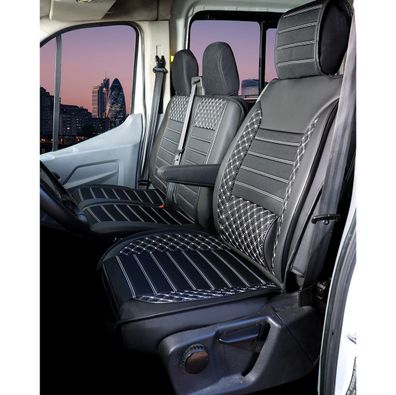 Sitzbezüge 1 + 2 passend für Toyota Proace ab Bj. 2013 in Schwarz/ Weiß San Diego