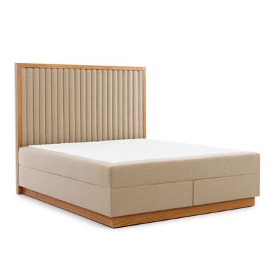 Braun-Beiges Schlafzimmer Bett Designer Betten Doppelbetten Textilbett