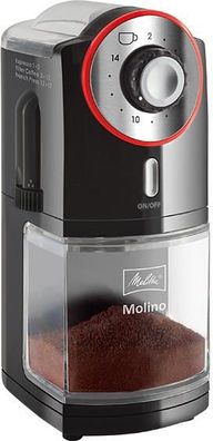 Melitta Molino Kaffeemühle, 100 W, 2-14 Tassen, schwarz/ rot