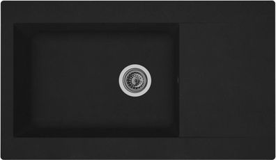 Respekta Denver Mineralite Einbauspüle mit 1 Becken, 86 x 50 cm, schwarz