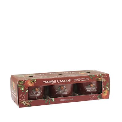 Set of votive candles in glass Red Apple Wreath 3 x 37 g