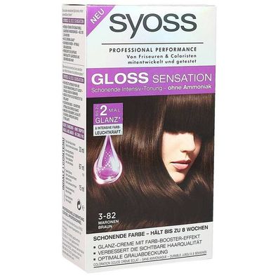 Syoss Gloss Sensation Haarfarbe 3-82 Maronen Braun 3-er Pack ( 3x 115 ml)