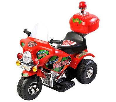 Kindermotorrad Elektromotorrad Polizei Motorrad Musik Sound und Sirene in Rot
