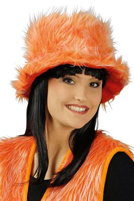 Plüschhut Hippie Flower Power Fellmütze Plüsch Hut Plüschmütze Karneval