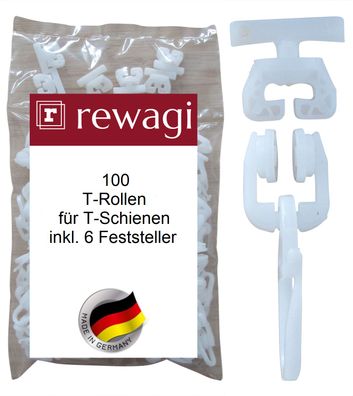 rewagi 100 T-Rolle mit Faltenhaken - inkl. 6 Feststeller, T-Schienen - SLU
