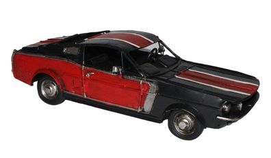 Blechauto Nostalgie Muscle Car in rot und schwarz Oldtimer Auto Modellauto L 32 cm