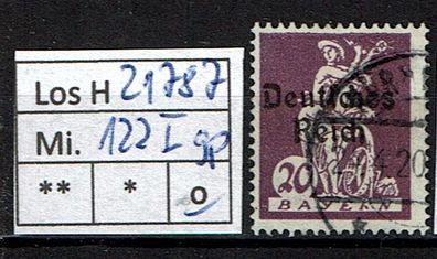 Los H21787: Deutsches Reich Mi. 122 I, gest., gepr. INFLA