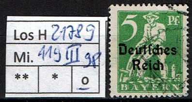 Los H21789: Deutsches Reich Mi. 119 III, gest., gepr. INFLA