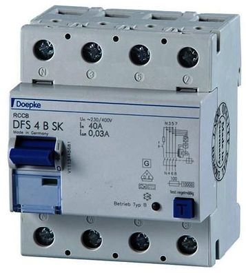 Doepke DFS 4 040-4/0,03-B SK Fehlerstromschutzschalter, 40/0,03A, 4-Polig (0...