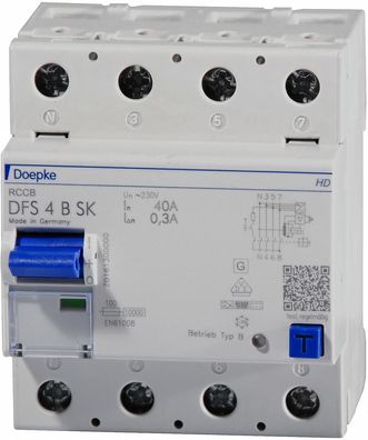 Doepke DFS 4 040-4/0,30-B SK HD Fehlerstromschutzschalter, 40/0,3A, 4-polig ...