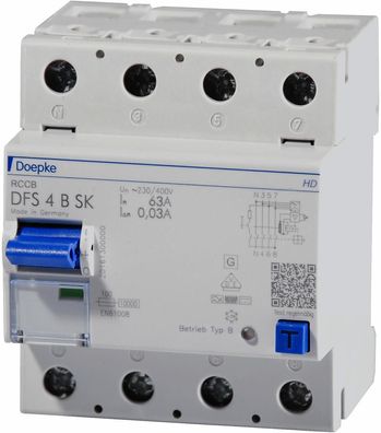 Doepke DFS 4 063-4/0,03-B SK HD Fehlerstromschutzschalter, 63/0,03A, 4-polig...