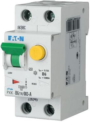 Eaton PXK-B6/1N/003-A FI/ LS-Schalter, B-Charakteristik, 6A, 1p + N, 30mA (236945)