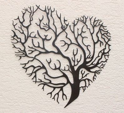 Wanddekoration Metall Baum des Lebens Herzform H 59 cm Wanddeko Metallbild