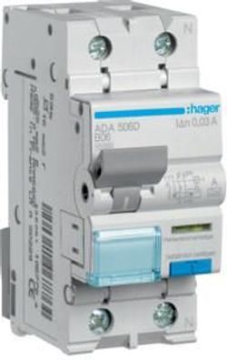 Hager ADA525D FI-Fehlerstrom-Leitungsschutzschalter 1P + N, 10kA, B-Charakteri...