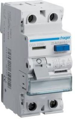 Hager CDA263D Fehlerstromschutzschalter 2-Polig, 6kA, 63A, 30mA, Typ A