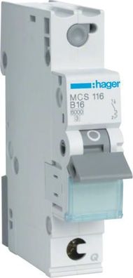 Hager MCS116 Leitungsschutzschalter 1-Polig, 6kA, C-Charakteristik, 16A, Qui...