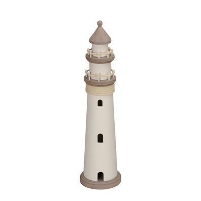 Leuchtturm GREY grau weiß aus Holz H48cm Deko maritim Beach House