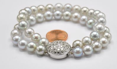 Weißgold Armband Perle Tahiti ? Silber 585 Gold 1,50 Ct Brillant Diamant