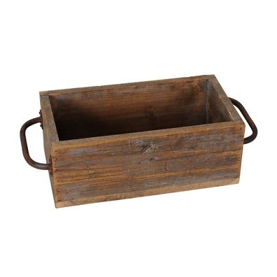 Holzkiste ANTIK braun aus Holz Holzbox mit Metallgriffen im Landhausstil