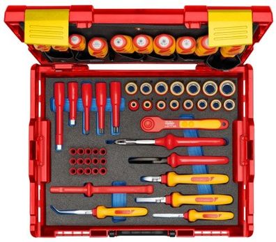 GEDORE VDE-Werkzeugkoffer HYBRID, Set 53-tlg, gefüllt, Werkzeug für Elektriker, Kunst