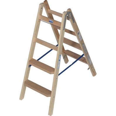 Krause 818317 Stabilo Stufen/ Sprossen-Doppelleiter, Holz, 2x4 Stufen