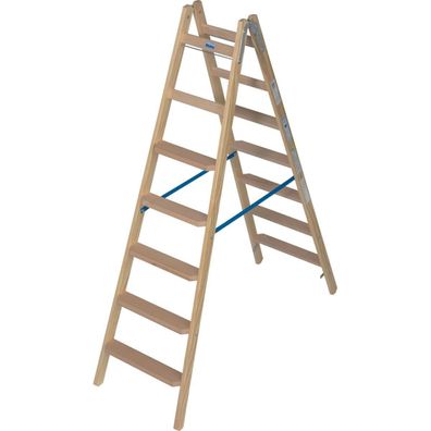 Krause 818348 Stabilo Stufen/ Sprossenleiter Doppelleiter, Holz, 2x7 Stufen