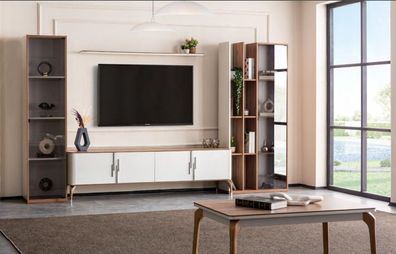 Wohnzimmer Wohnwand TV-Ständer Regal Luxus Design Set 4 tlg Modern Möbel Neu