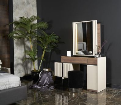 Modern Design Weiß Schminktisch mit Spiegel Luxus Schlafzimmer Möbel 2tlg Neu