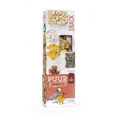 Witte Molen Puur Pauze Papageien & Agaporniden Ananas Erdnuss Sticks 8x140g