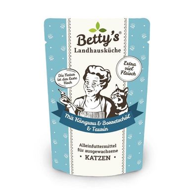 Betty's Pouch Beutel Katzenfutter Känguru Geflügel und Borretschöl 12x100g