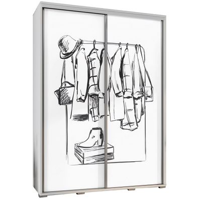 Schwebetürenschrank Penelopa 155 Kleidereschrank mit Grafik Garderobe