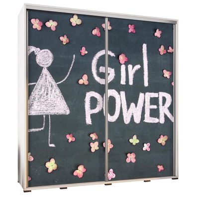 Schwebetürenschrank Penelopa 205 Kleidereschrank mit Grafiken Girl power