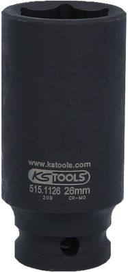 KS TOOLS 1/2" Sechskant-Kraft-Stecknuss, lang, 26mm